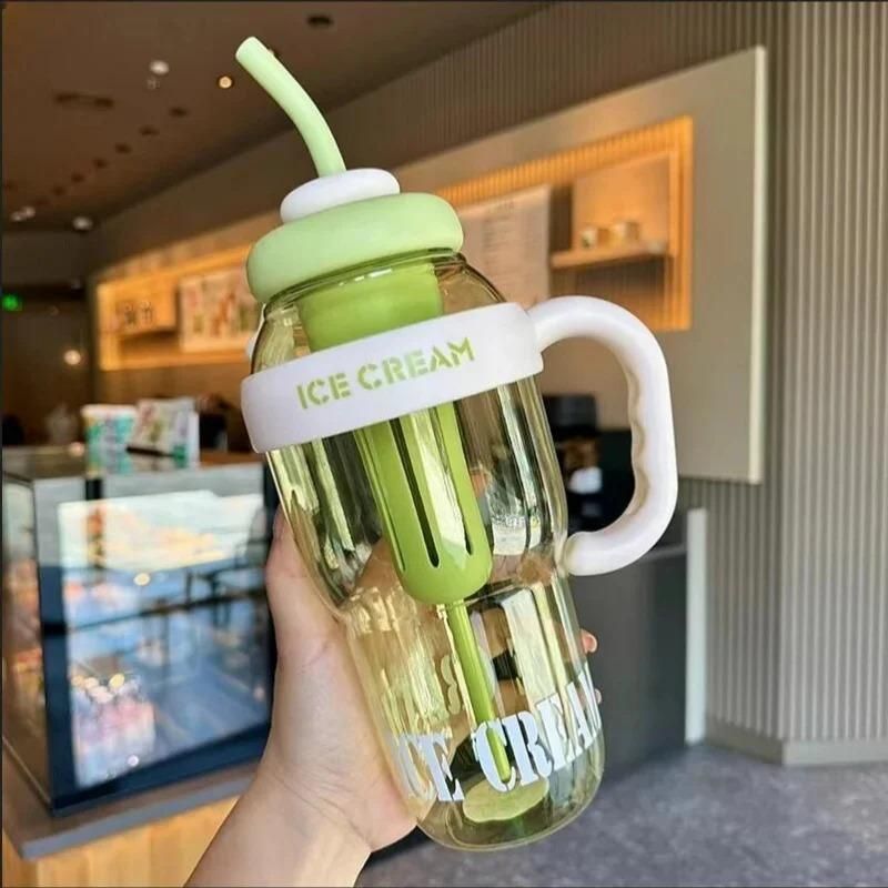 Water Bottle with Handle and Straw – Giant Water Cup