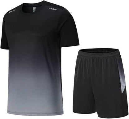 Men’s Jersey T-Shirt &amp; Bottom Set – Black Grey