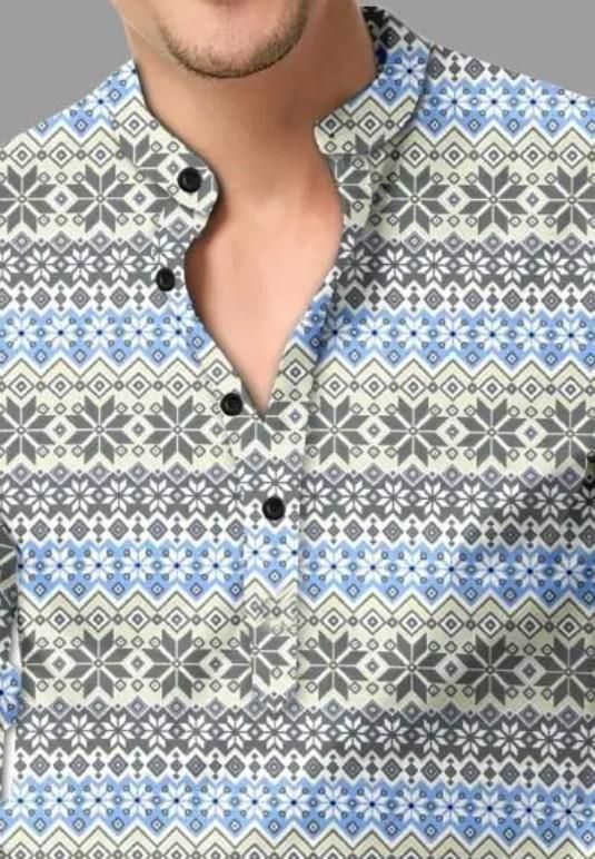 Men's Printed Spread Collar Casual Shirt – Multicolor