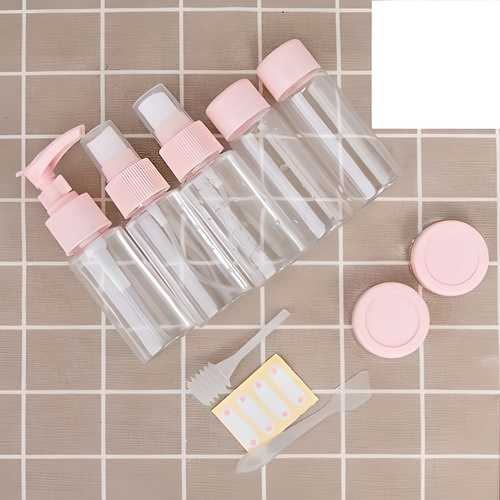 Portable Travel Cosmetic Bottles – 7 Pcs Plastic Pressing Spray Set