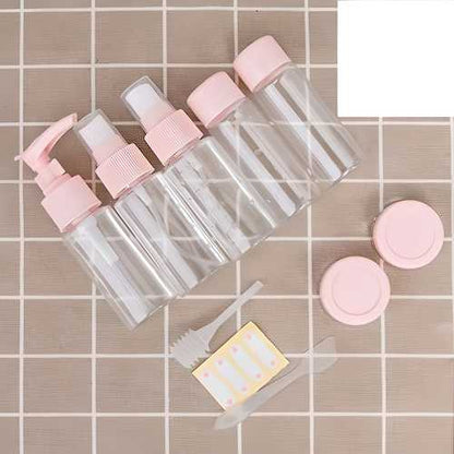 Portable Travel Cosmetic Bottles – 7 Pcs Plastic Pressing Spray Set