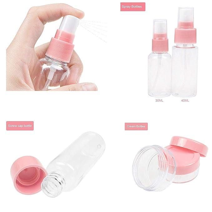 Portable Travel Cosmetic Bottles – 7 Pcs Plastic Pressing Spray Set
