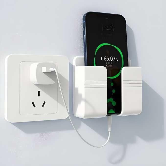 Wall Mounted Mobile Holder with Adhesive Strips &amp; Charging Holder