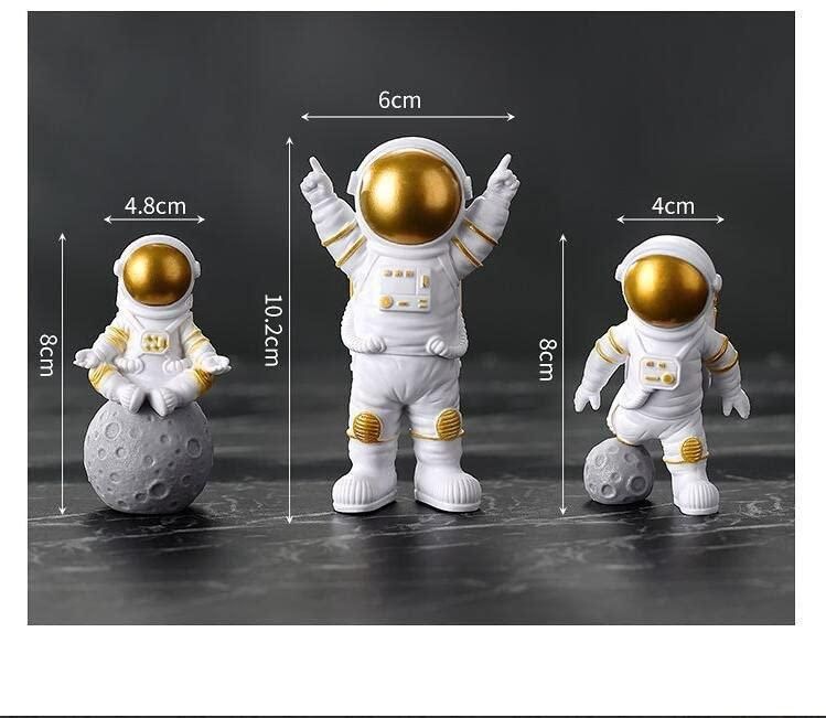 Astronaut Spaceman Statue Ornament – Set of 3 (Golden)