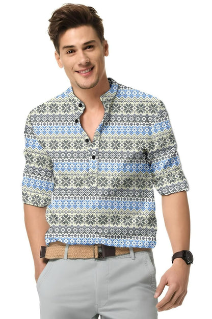 Men's Printed Spread Collar Casual Shirt – Multicolor