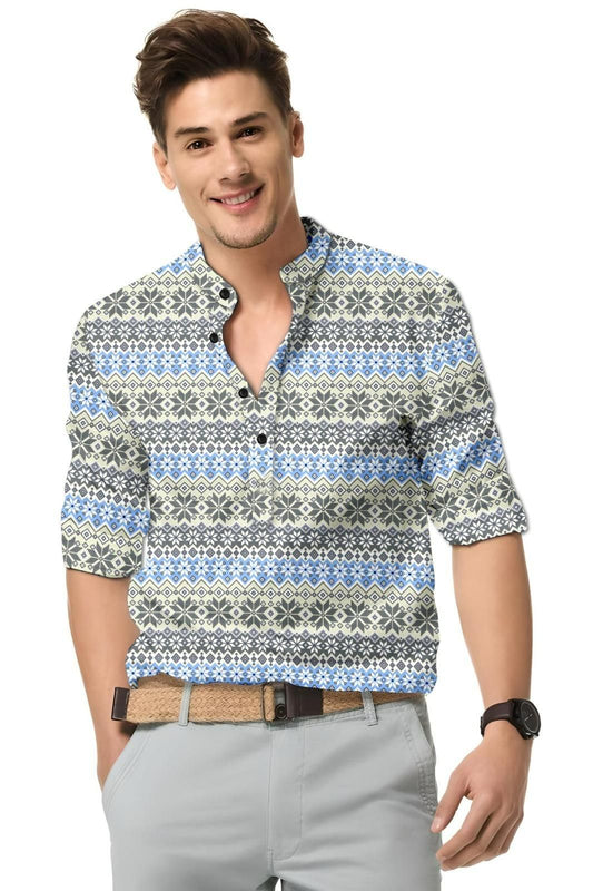 Men's Printed Spread Collar Casual Shirt – Multicolor