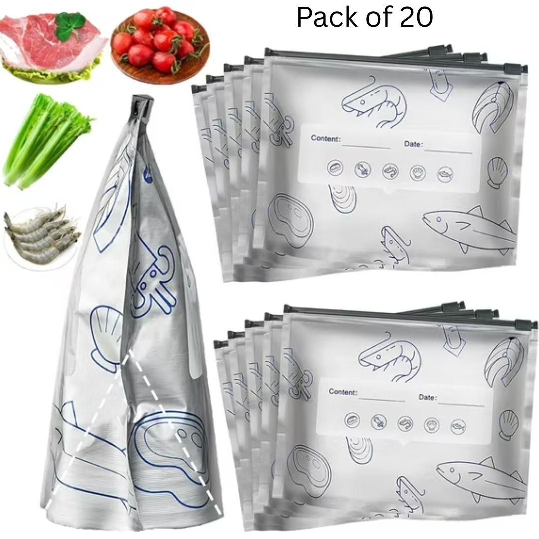 Reusable Aluminum Foil Sealable Storage Bags – Pack of 20