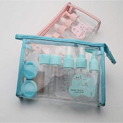 Portable Travel Cosmetic Bottles – 7 Pcs Plastic Pressing Spray Set