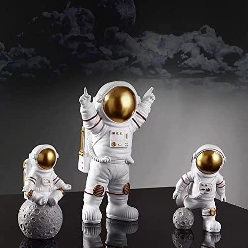 Astronaut Spaceman Statue Ornament – Set of 3 (Golden)