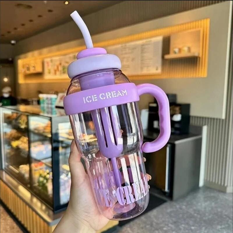 Water Bottle with Handle and Straw – Giant Water Cup