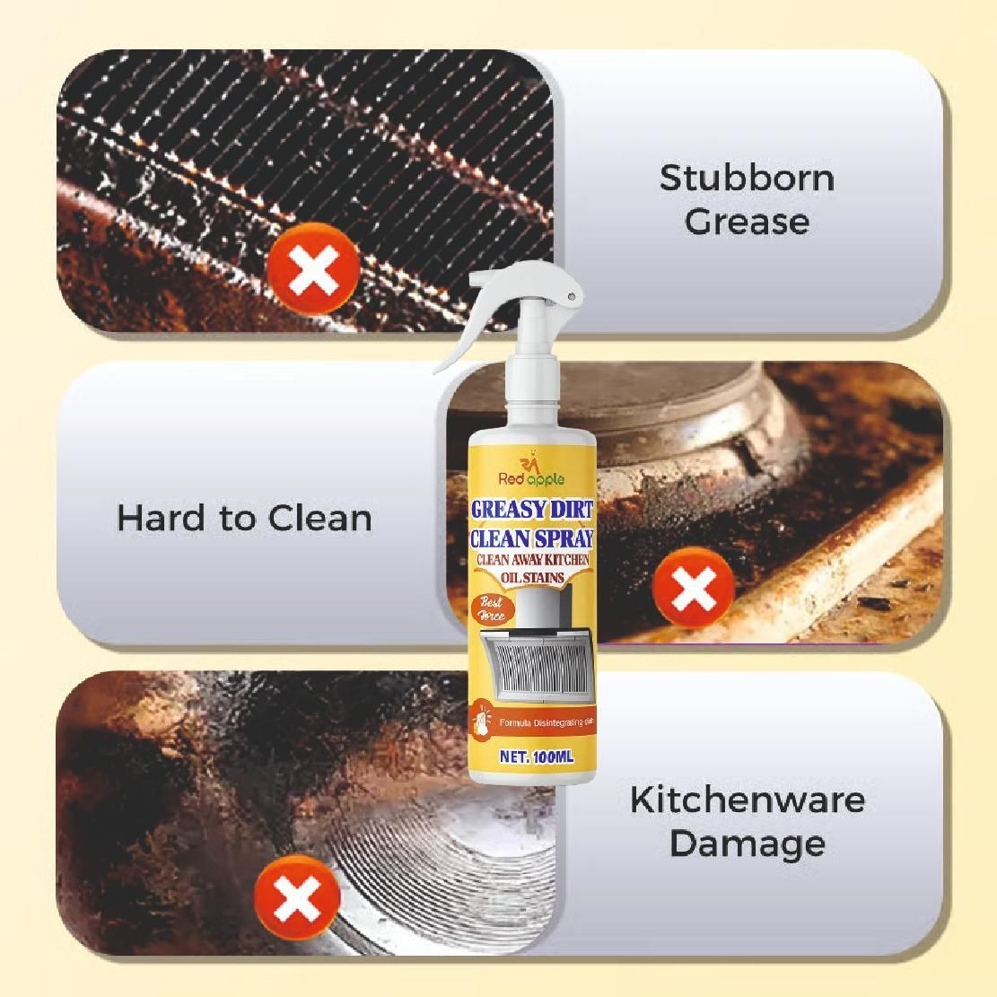 Greasy Dirt Clean Spray – 100 ml (Pack of 2)